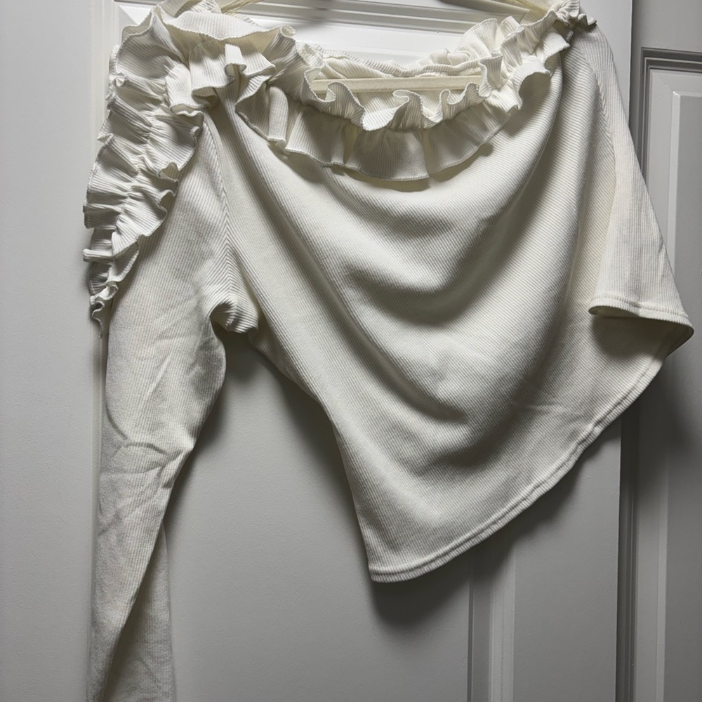 White Ruffled Off-Shoulder Top